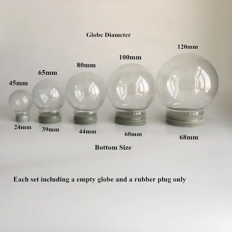 

Promotional Gift 45/65/80100/120 mm Diameter DIY Empty glass snow globe wholesales