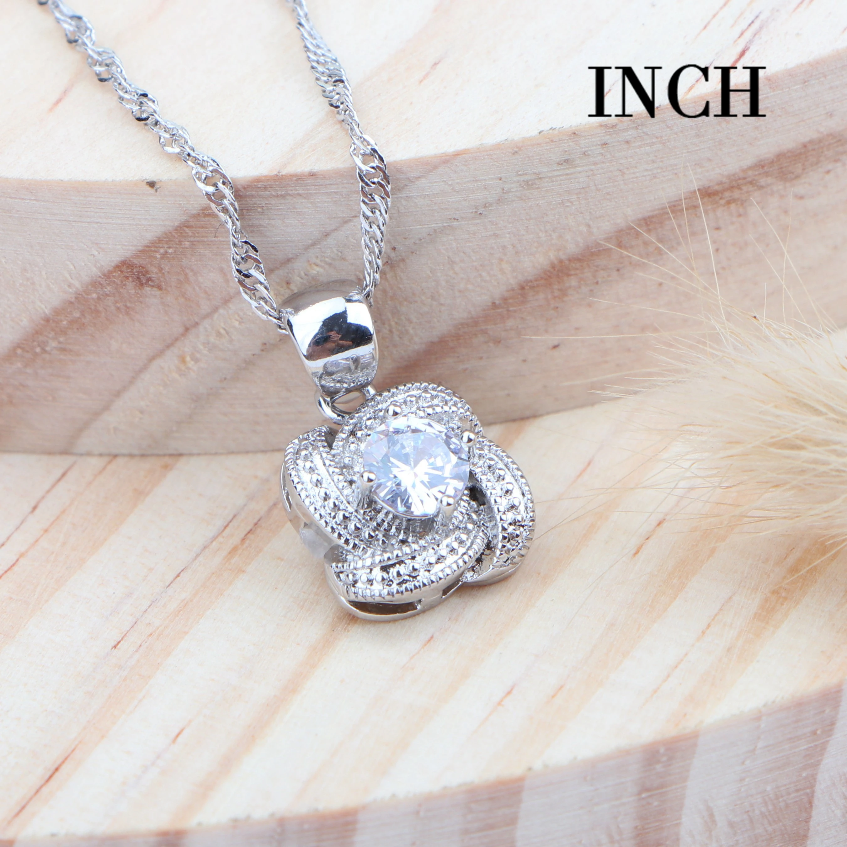 Cubic Zirconia Silver 925 Bridal Jewelry Sets Wedding Kid Jewelry Earrings Rings Necklace Pendant Set For Women Accessories