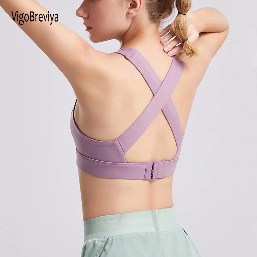 

VigoBreviya Women Push Up Seamless Sports Bra Female Sport Top Crop High Impact Fitness Workout Wear For Yoga Gym Brassiere Vest