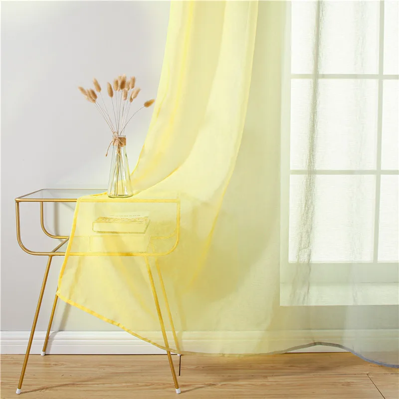 Тюлевые шторы с градиентом серого и желтого цвета для кухни спальни домашние