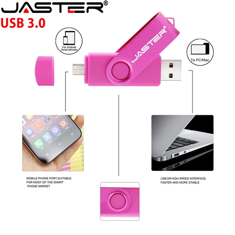 Металлический OTG USB флеш накопитель JASTER 4 ГБ 8 16 32 64 ГБ|USB флэш-накопители| |