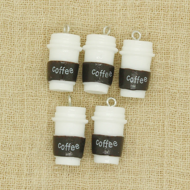 10pcs Simulation Mini Coffee Cup Bottle Charms Funny DIY Crafts Earring Keychain Pendants Accessory Resin Jewelry Make Supplies - купить по