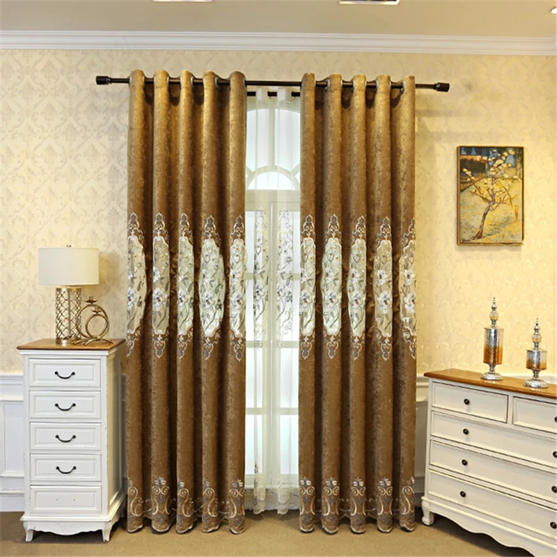 

Manufacturers Custom European Embroidery Chenille Curtains Luxury Living Room Bedroom Decoration Shading Home Essential Cortinas