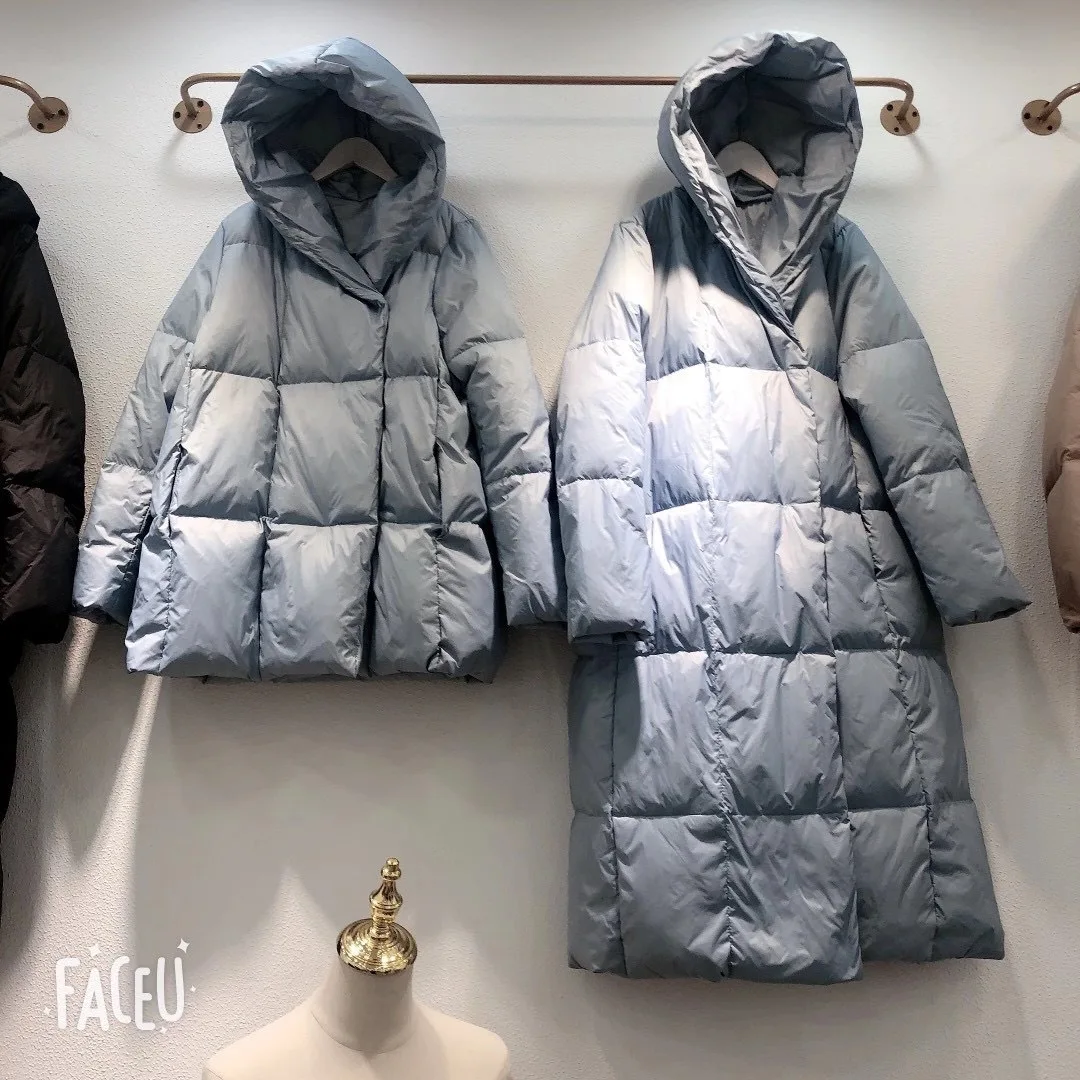 

Women's clothing white duck down jacket 2021 winter new style loose and thick long down jacket female winter warm coat