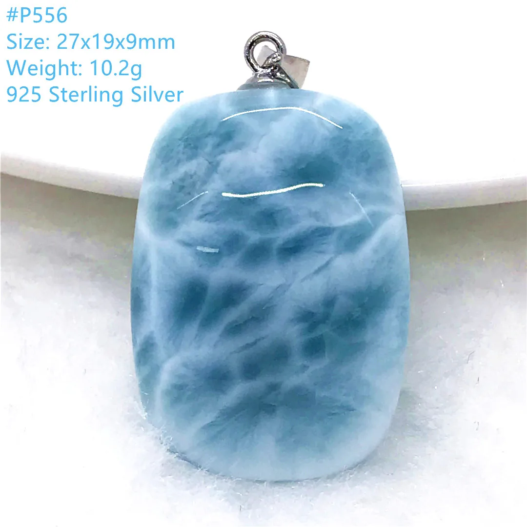 

Natural Blue Larimar Pendant For Women Lady Man Healing Gift 27x19x9mm Beads Dominica Crystal Gemstone Silver Jewelry AAAAA
