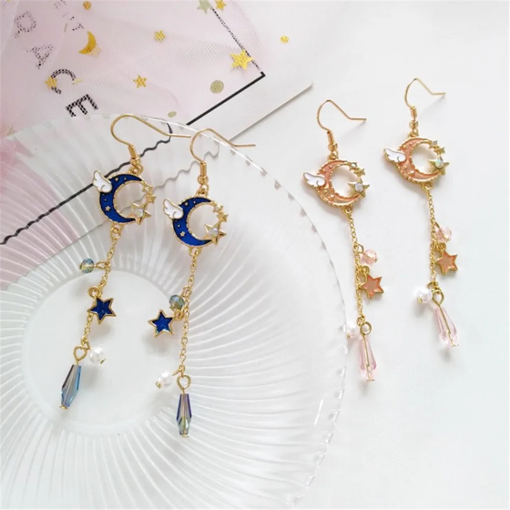 

Ruanme long tassels eardrop daily wear a cute pair of earring crescent shape earrings female star earrings jewelry accessories