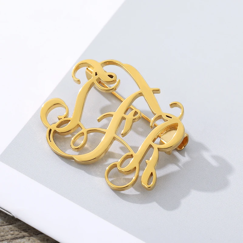 Custom Name Label Brooches Pins For Women Men Gold Silver Stainless Steel Monogram Brooch Party Wedding Bar Jewelry Gift | Украшения и