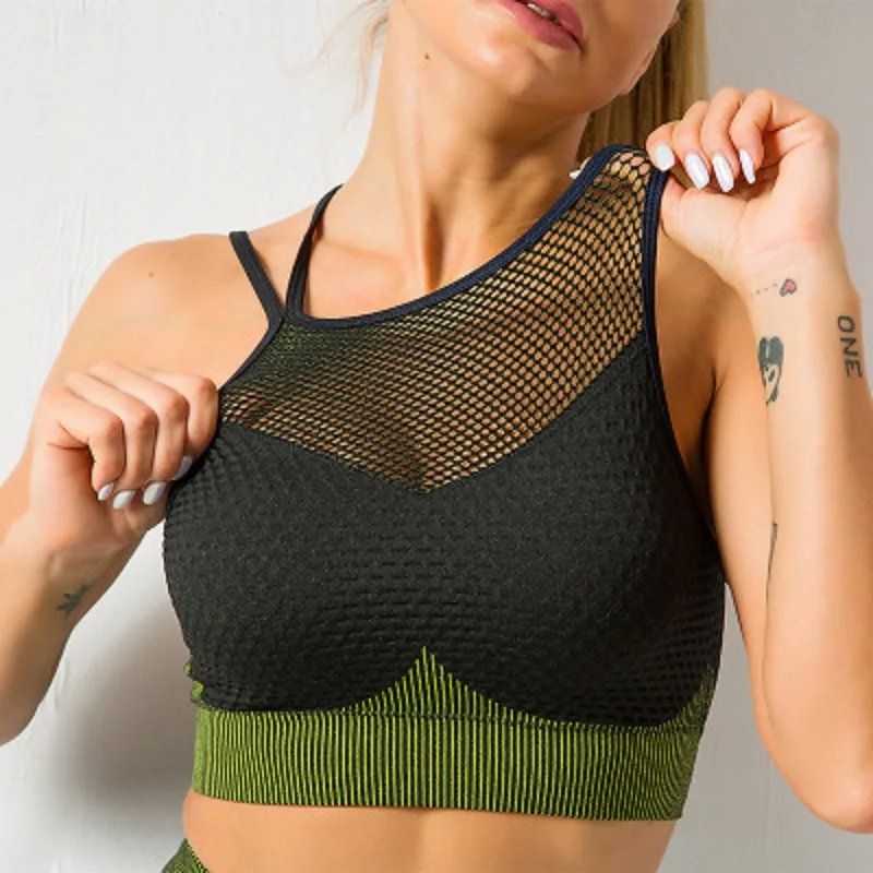 

Seamless Sports Yoga Bra Underwear Women Shockproof Yoga Running Sports Fitness Bra Spring Summer Safety Underwear
