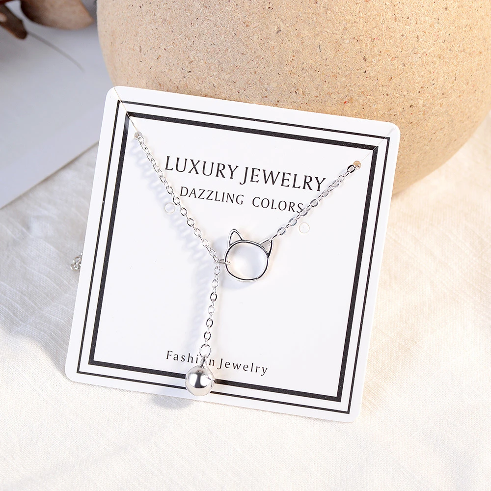 Женское колье с кошачьими ушками Серебряное до ключицы|Ожерелья| |