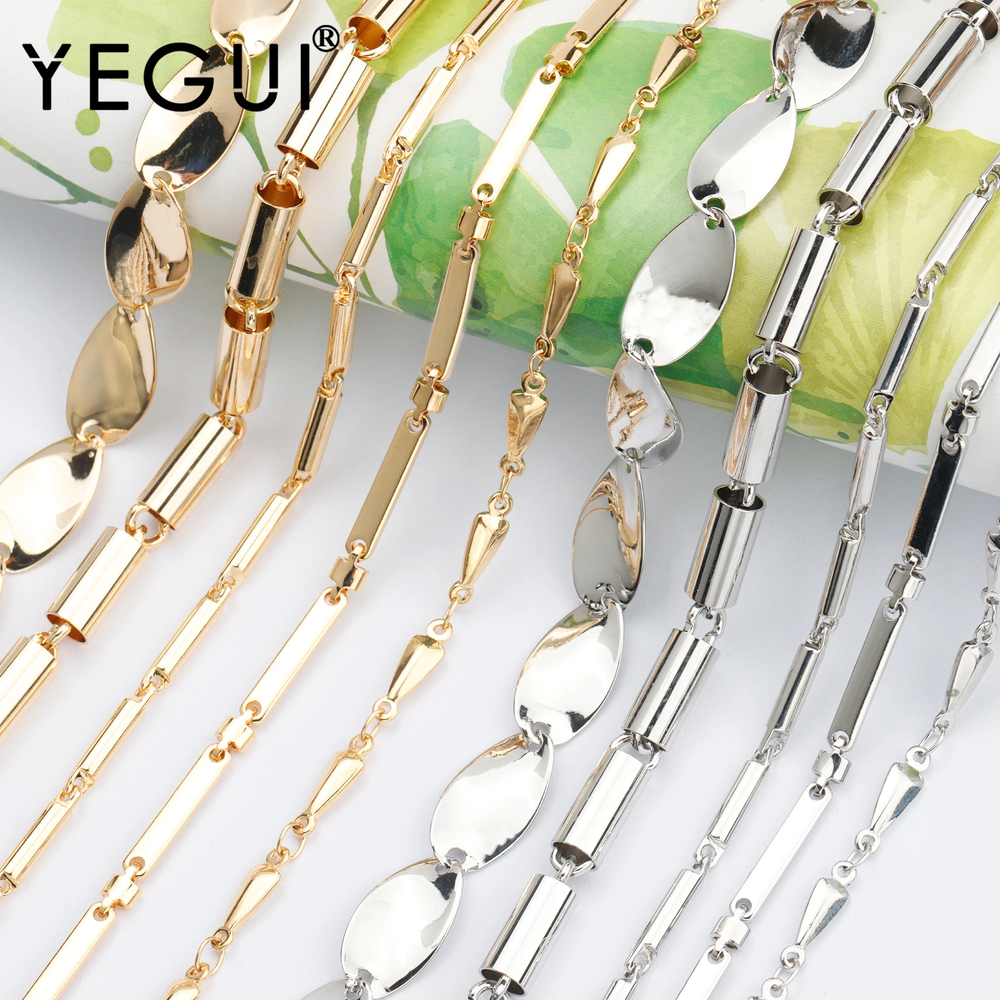 Цепочка YEGUI C156 для самостоятельной сборки, позолота 18 К, 0,3 микрон, медь, родиевое покрытие, подвески, ожерелье для браслетов «сделай сам», для изготовления ювелирных изделий, 1 м/лот