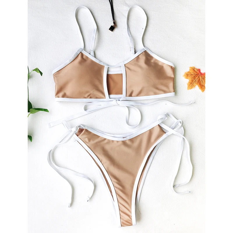 

Sexy Hollow Out Bikini Set Solid Patchwork Splicing Cut Out Beachsuit Swimwear Two Piece Swimsuit Bathers Bathing Suit Beachwear