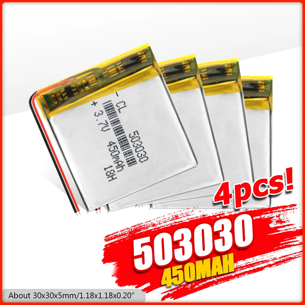 Аккумуляторная батарея 450mAh Lipo 503030 Li Ion ячеек литий полимерный аккумулятор Po для GPS