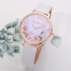 Часы Reloj Женские с кожаным ремешком, креативные с цветами, подарок для женщин