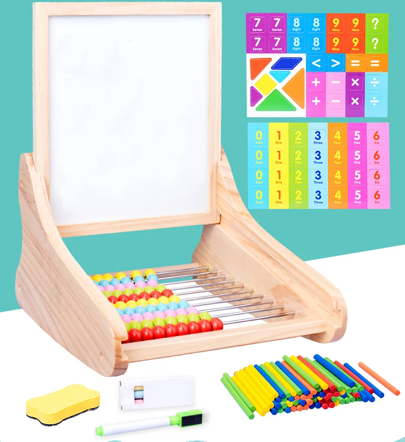 Kids Toys Wooden Toys Mathematics Abacus Multi-function Arithmetic Drawing Board Calculation Frame Educational Toys For Children