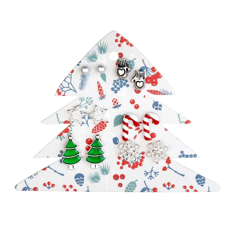 6 пар на карточку рождественские эмалированные гвоздики аксессуары для девочек