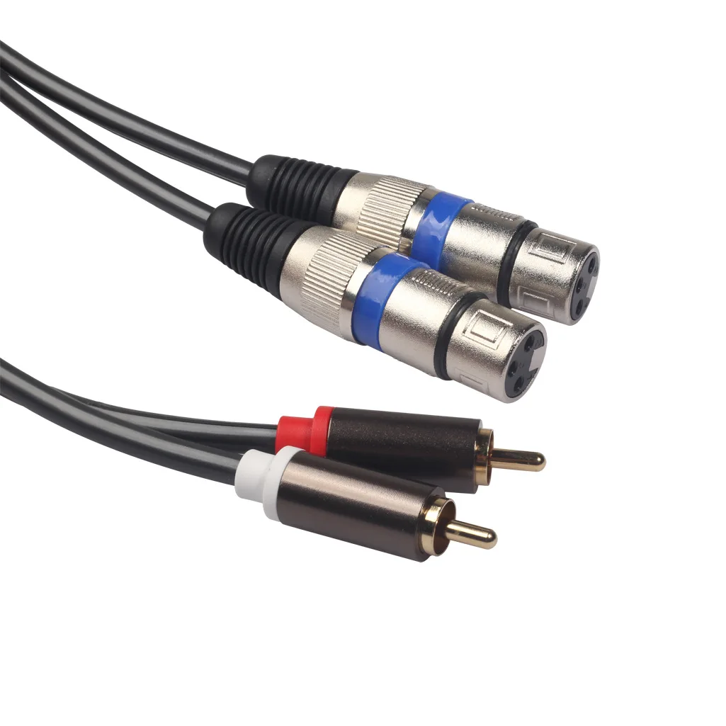 1,5 м 2RCA к 2XLR КАБЕЛЬ 2RCA папа к 2XLR мама 3-контактный стерео аудио кабель-адаптер