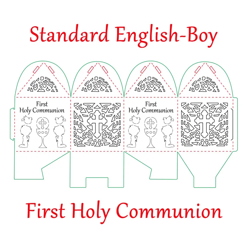 Boy Standard English 50 шт., персонализированные коробки для конфет для первого причастия, на заказ, с именем, дата, Mi Primera Comunión, коробки для конфет для детей, вечерние - Цвет: Boy Standard English