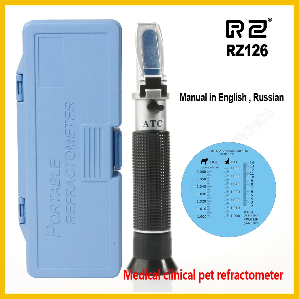 

Медицинский рефрактометр RZ RZ126 ATC для домашних животных, медицинский дом, сыворотка для протеина, плазма прибор для измерения гемоглобина, удельный вес мочи