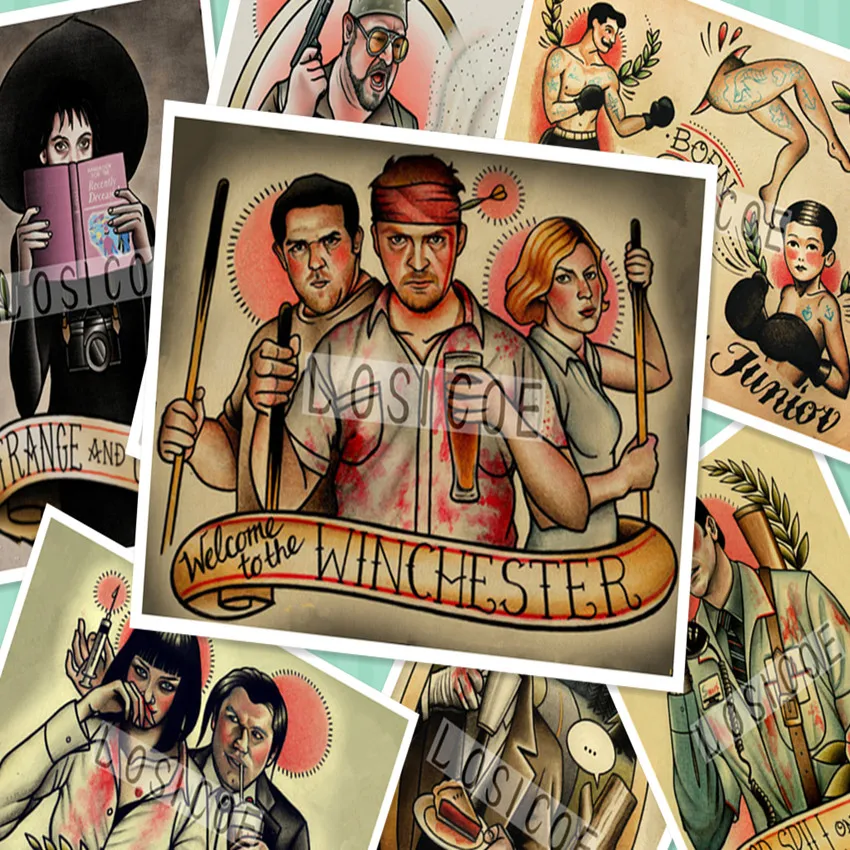 Креативные татуировки шаблон рукопись Винтаж крафт-бумага плакат настенные