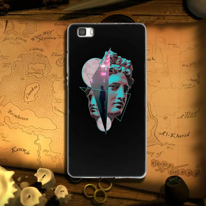 Soft TPU Silicon Phone Cases Cover for Huawei P8 P9 P10 P20 P30 Mate 10 Lite 2017 Pro Honor 7 7A 7X 9 Shell Statue Vaporwave | Мобильные