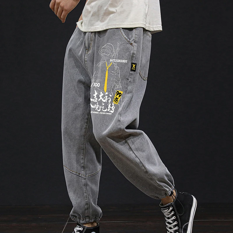 Новинка джинсы большого размера ранние брюки повседневные модные мужские