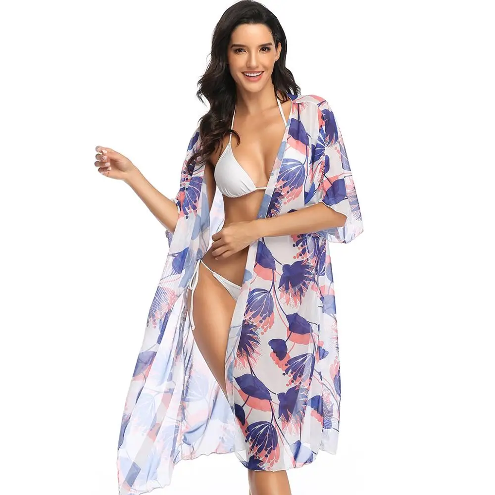 Шифоновое пляжное платье накидка на бикини женская одежда для плавания накидки
