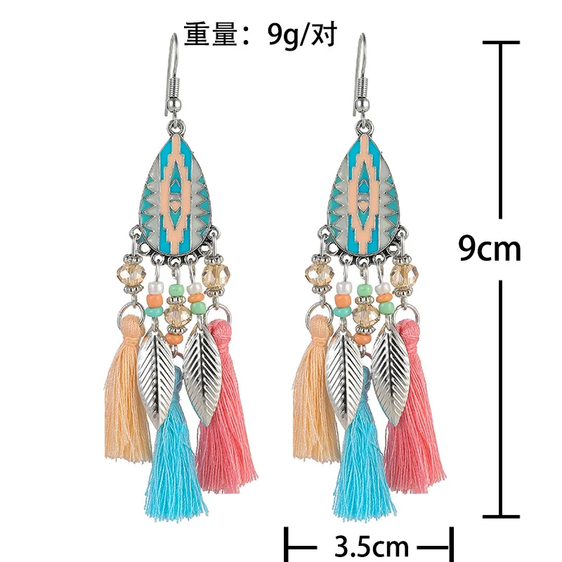 Богемные этнические висячие серьги с блестками и кисточками для женщин модные
