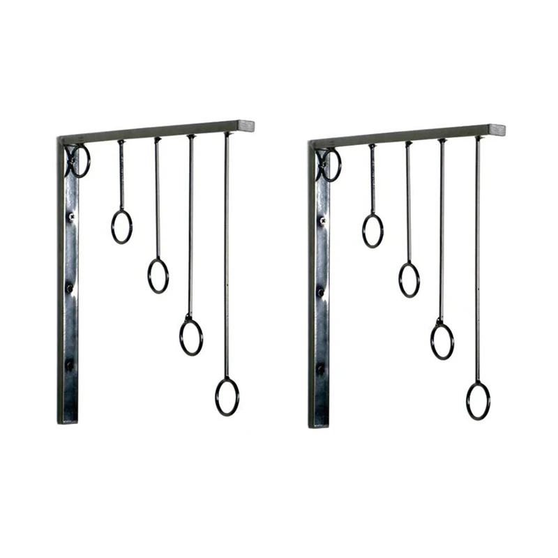 

Wall Mounted Clothing Rack 2 Pack,Metal Clothing Organizer with 5 Hanging Rings,Space Saver Clothing and Closet Rod