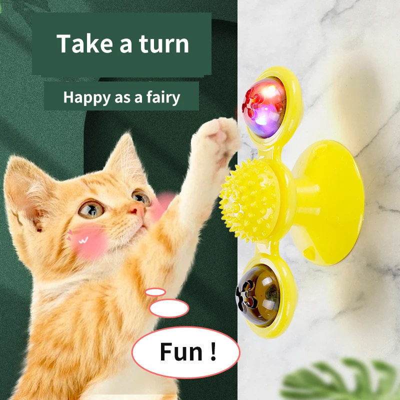 

Hot Sale Cat Toys Turn Around Windmill Turntable Tease Dog Toy Scratching Itching Kitty Brush Play Games In Home Cats Jenga Game