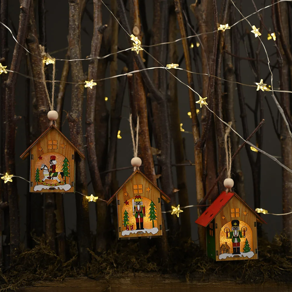 Рождественские вечерние украшения для дома светодиодный светильник деревянный