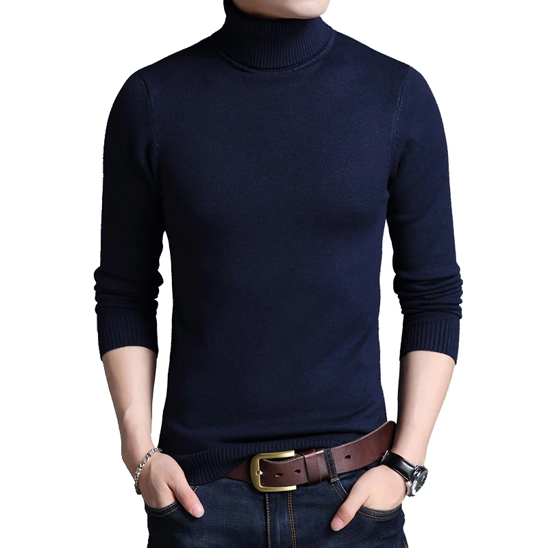 

2021 Slim Thickened Men's Base Coat Turtleneck Sweater Men Sweater Black Sweater Knitwear Long Sleeve Slim Sweaters