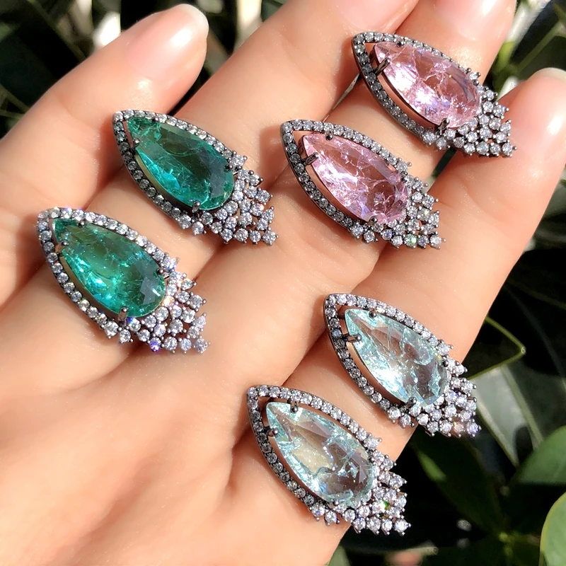 Роскошные цветочные серьги-гвоздики с подвесками белые высококачественные AAA