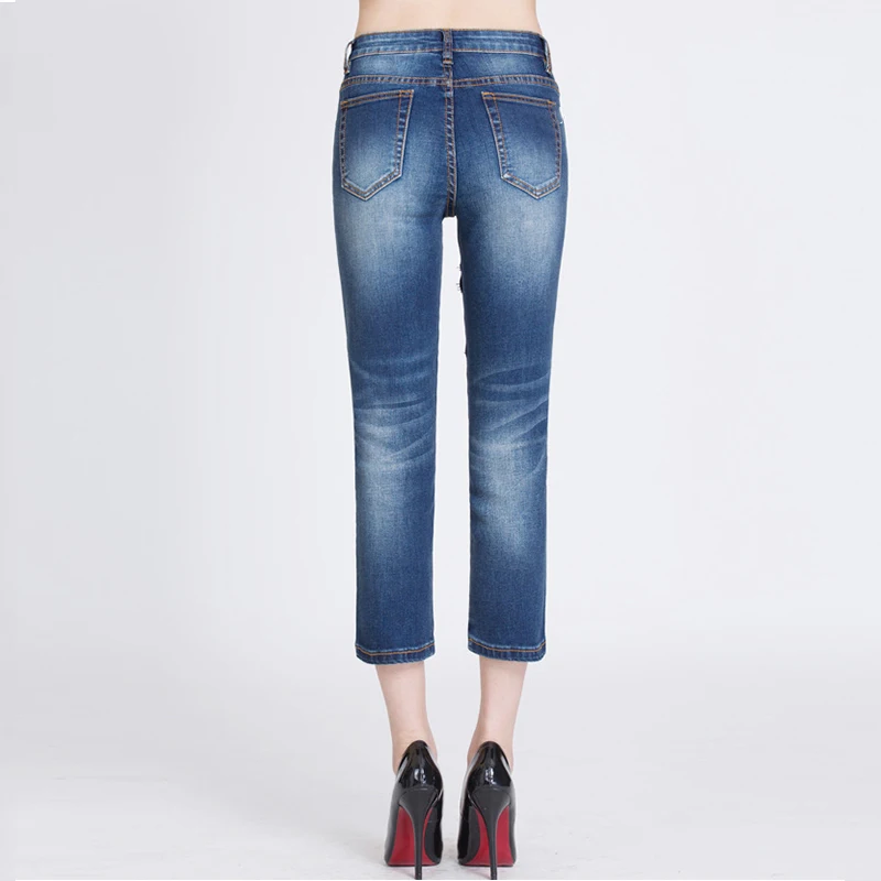 Модные женские джинсы облегающие прямые летние джинсовые брюки с высокой талией