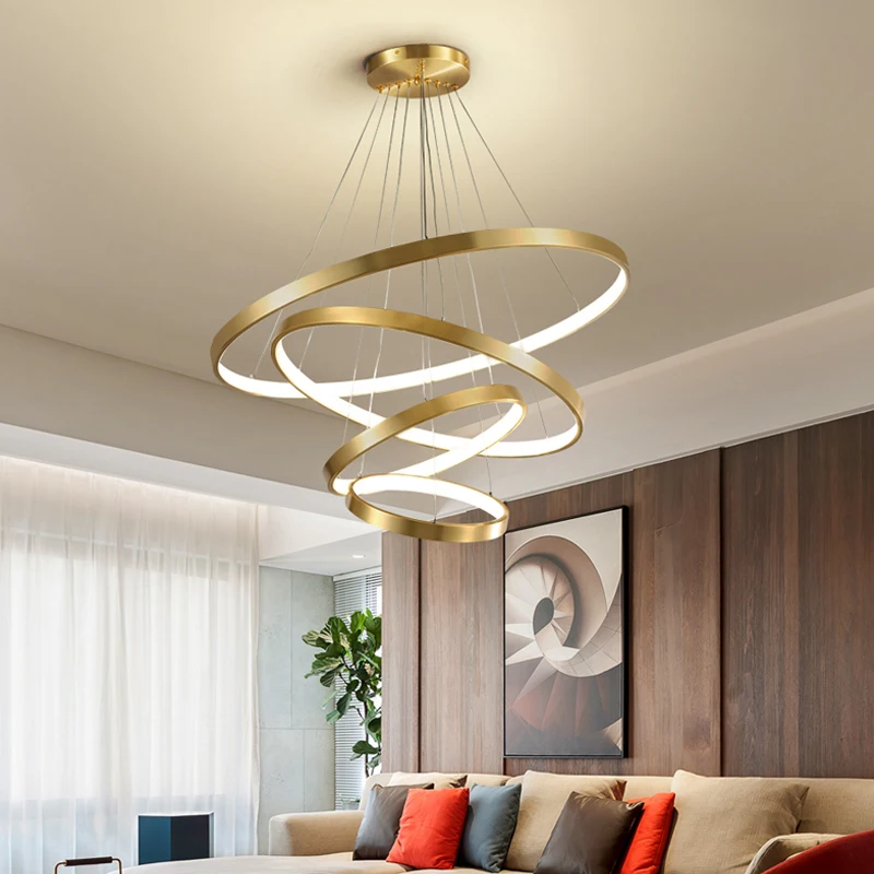 Современная Золотая круглая люстра с дистанционным управлением светодиодный