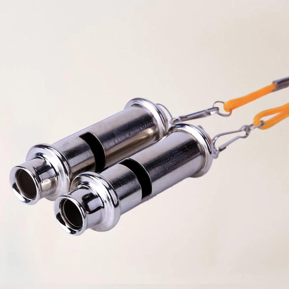 

2 Pcs Portable Stainless Steel Whistle Wrist Hanging Straps Emergency Survival Whistle Game Whistle for Outdoor Sport Hiking Cam