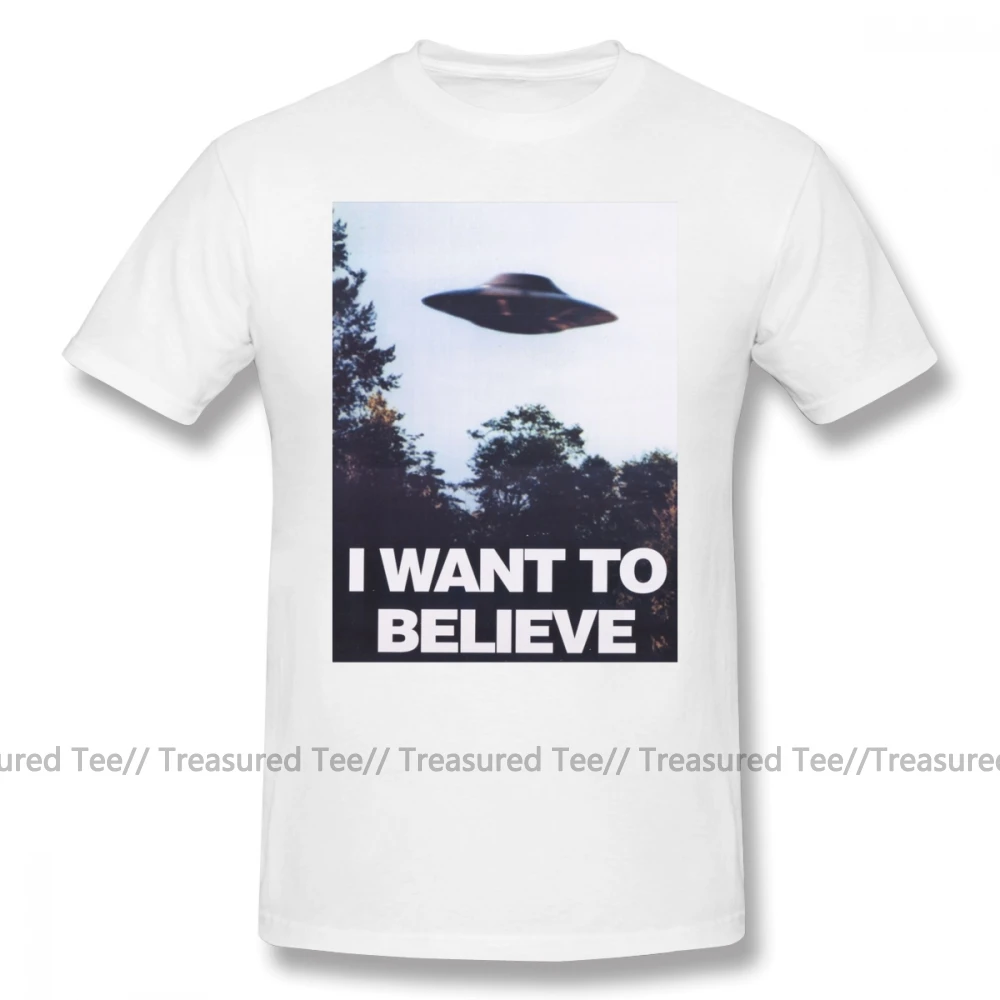 Футболка с клоуном, футболка с надписью X, I Want To Believe, Мужская Уличная футболка, потрясающая, 4xl, с принтом, 100 хлопок, футболка с коротким рукавом - Цвет: White
