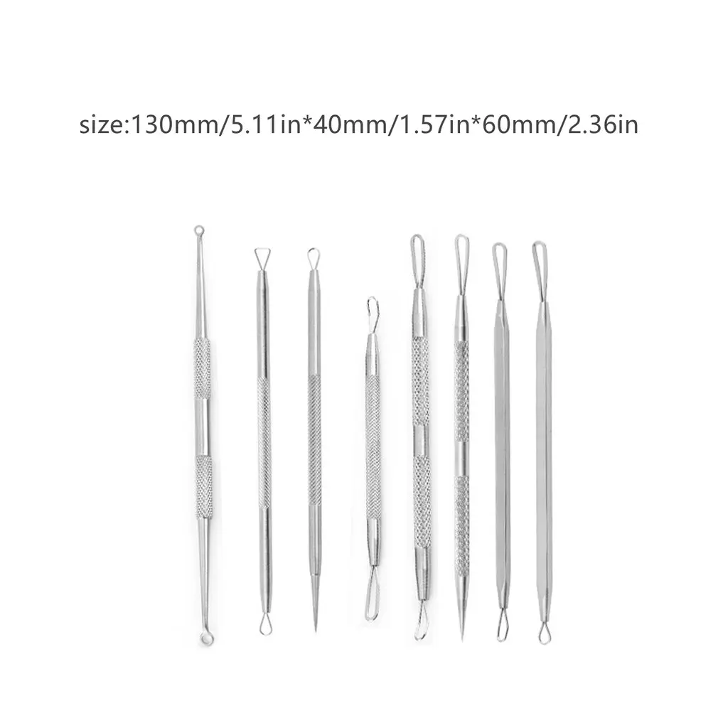 

8 pcs/set Blackhead Comedone Acne Pimple Blackhead Remover Tool Spoon for Face Skin Care Tool Needles Facial Pore Cleaner