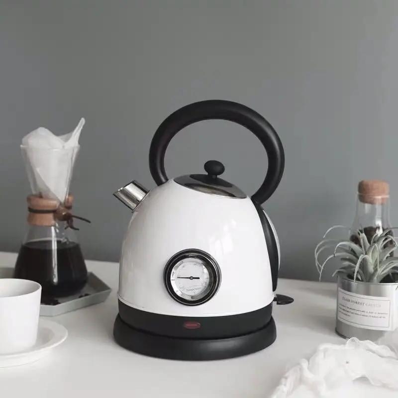 

220V Electric Kettle With Water Temperature Meter Household 304 Stainless Quick Heating Retro Electric Boiling Tea Pot 1.8L