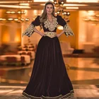 Изготовленное на заказ марокканское Кафтан Вечернее платье с длинным рукавом вельветовое кружевное мусульманское Дубае Саудовская Арабская вечернее платье платья для выпускного вечера