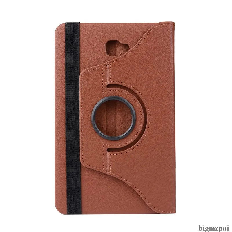 brown Чехол для samsung Galaxy Tab A A6 10,1 T585 T580 T580N С Откидывающейся Крышкой из искусственной кожи, с подставкой и вращающейся на 360 Litchi, защитный чехол для планшета+ пленка - Цвет: brown