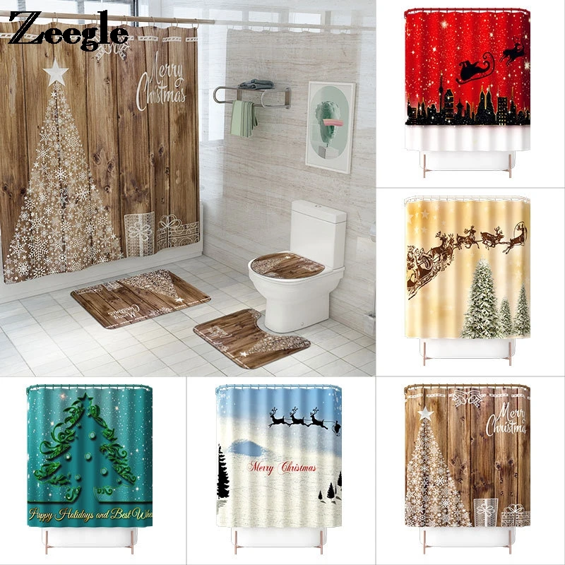 

European Style Bathroom Carpet Rug Waterproof Shower Curtain Set Flannel Carpet Home Decor Toilet Mat Anti-slip Floor Carpet Set