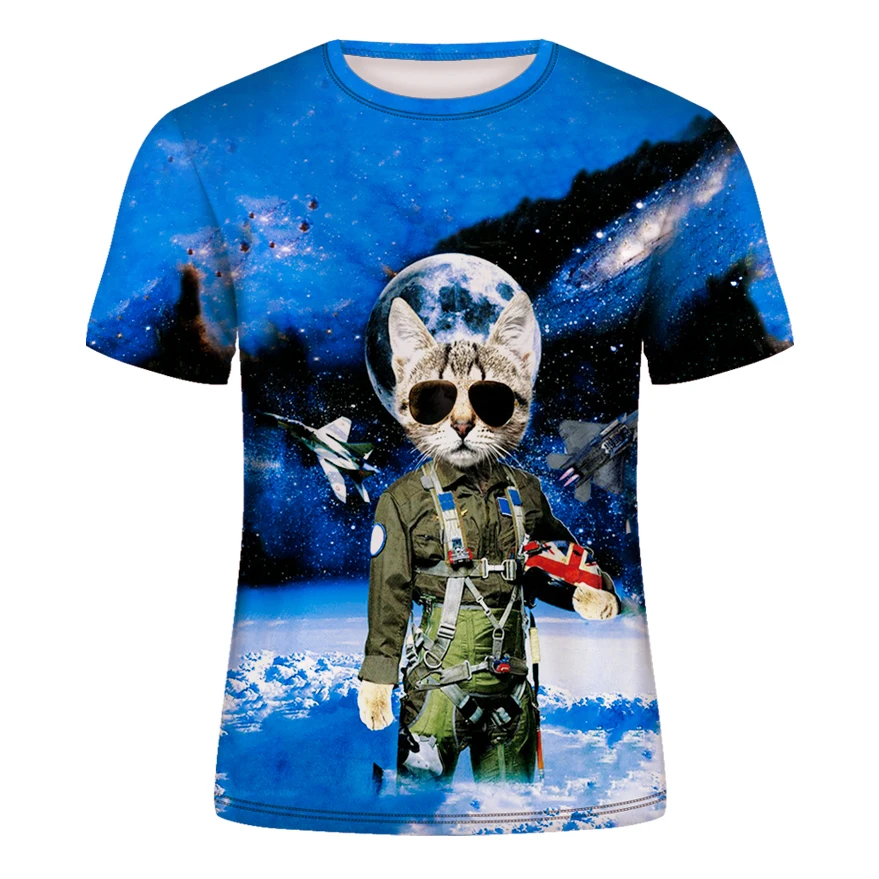 Летняя Милая футболка с мультяшным котом 2020 Новая высококачественная Мужская и