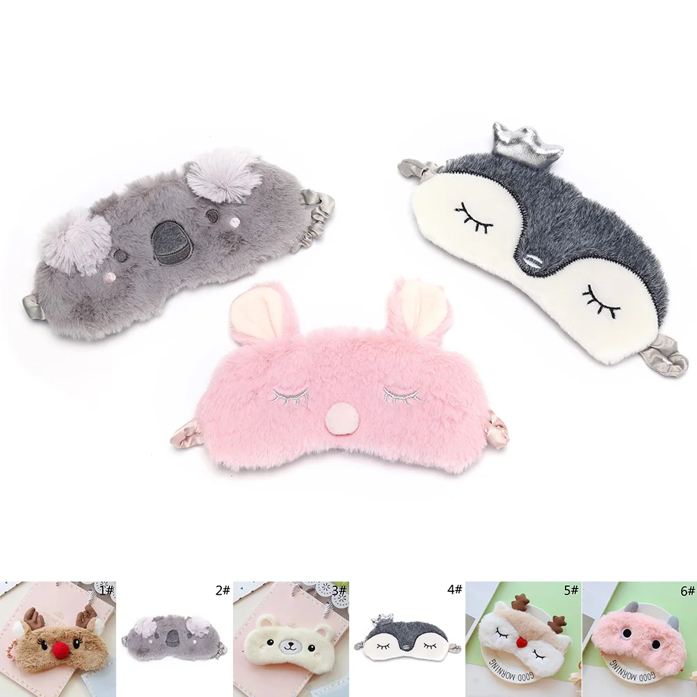 

New Cut Koala/bunny Sleeping Eye Mask Nap Cartoon Plush Mask Bandage on Eyes for Sleeping Eye Shade Sleep Mask Black