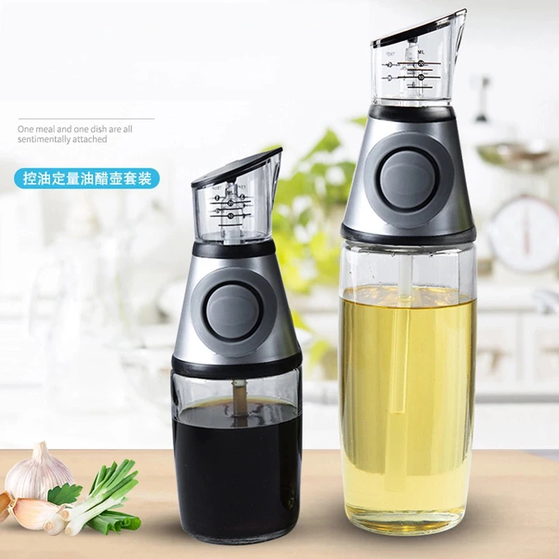 

Superior Glass Oil and Vinegar Dispenser Measuring Oil Pourer for Kitchen Wide Opening for Easy Refill and Cleaning Clear Glass