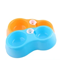 5 colors pet bowl plastic double bowl automatic water fountain safe non toxic dog cat drinking feeding supplies dog accessories