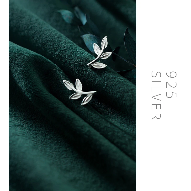 Colusiwei натуральная 925 стерлингового серебра Простые Модные Дерево лист серьги со