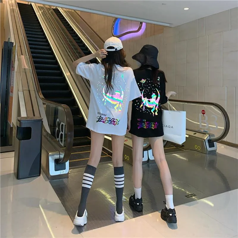 Светоотражающая футболка Sailor Moon уличная мода каваи смешная Харадзюку Япония