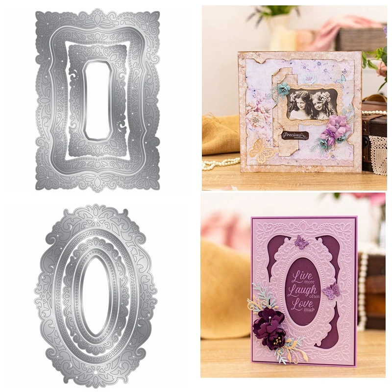 Геометрическая винтажная кружевная оправа в форме рамки металлические Вырубные