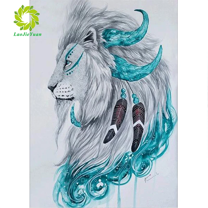 

LaoJieYuan 2020 5D DIY Diamond painting lion Diamond Embroidery Mosaic Cross Stitch Rhinestone decoration
