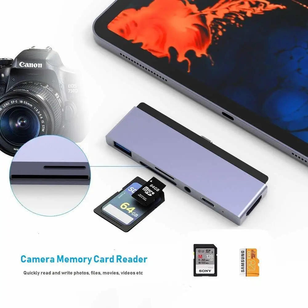 USB C концентратор адаптер с USB-C TYPE C зарядка PD 4 K HDMI USB 3,0 3,5 мм наушники с iPad Macbook Pro SAMSUNG S8 S9 S10